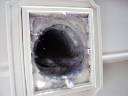 A look inside the dirty dryer vent.